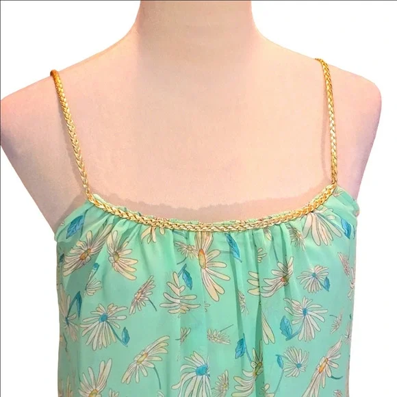 Analogy Seafoam Green Hi-Lo hem Dress Spaghetti Straps Short Under-Lining Size M - Picture 2 of 10